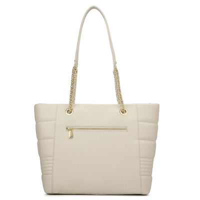 Medium Wax Stripe Leather Tote - Butter