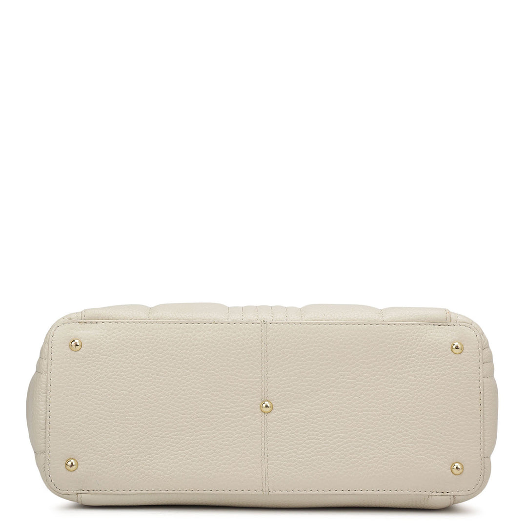 Medium Wax Stripe Leather Tote - Butter