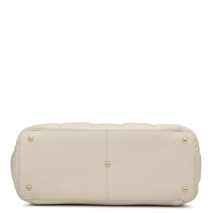 Medium Wax Stripe Leather Tote - Butter