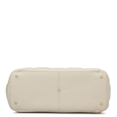 Medium Wax Stripe Leather Tote - Butter