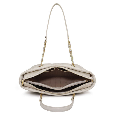 Medium Wax Stripe Leather Tote - Butter