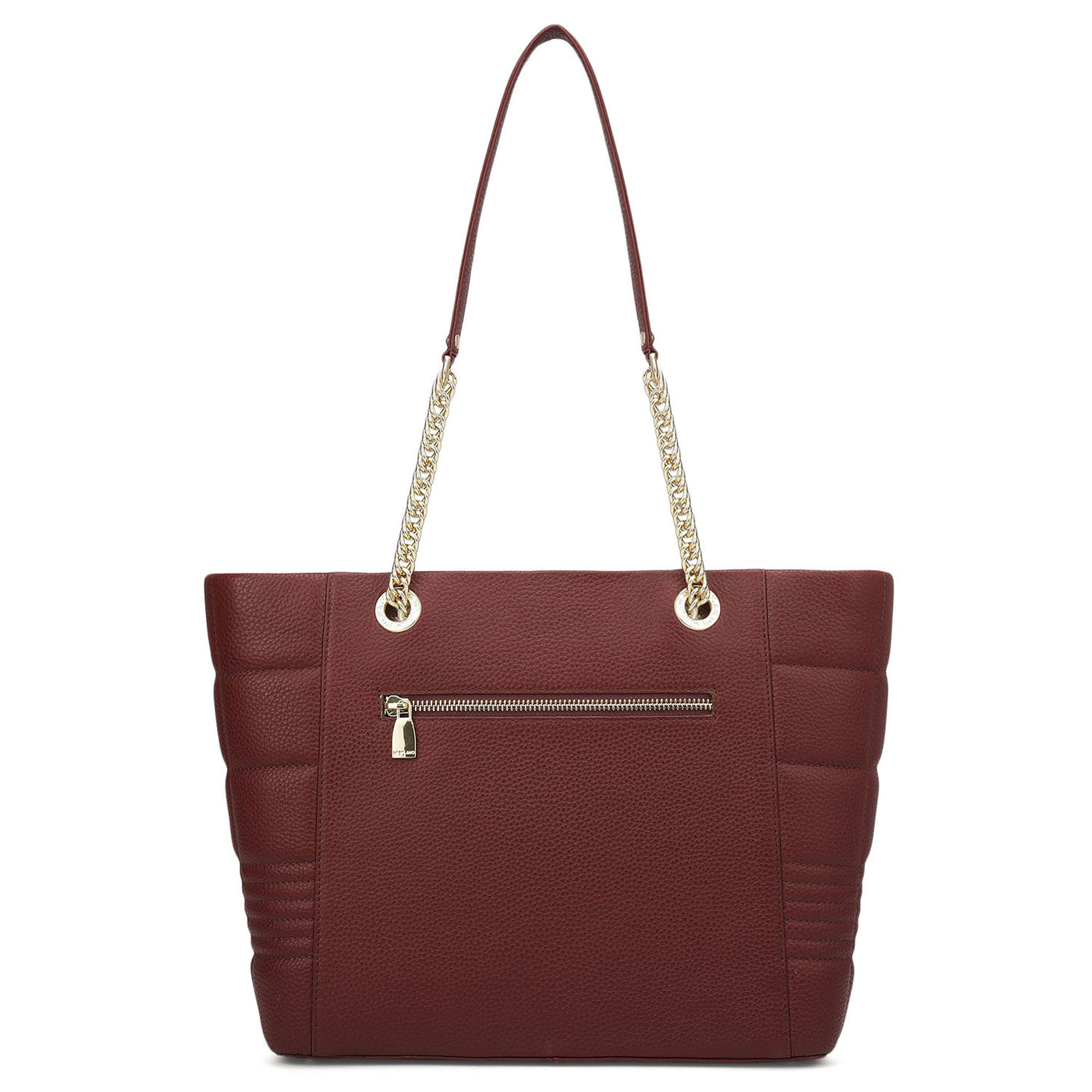 Medium Wax Stripe Leather Tote - Wine