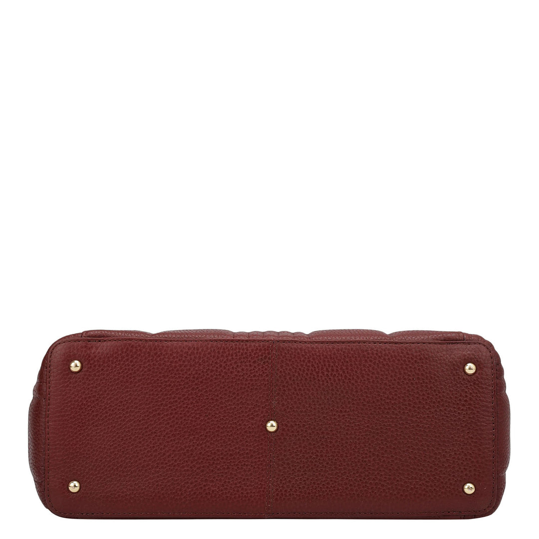Medium Wax Stripe Leather Tote - Wine