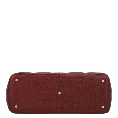 Medium Wax Stripe Leather Tote - Wine