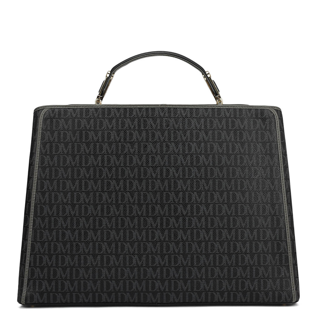 Medium Monogram Leather Book Tote   - Black