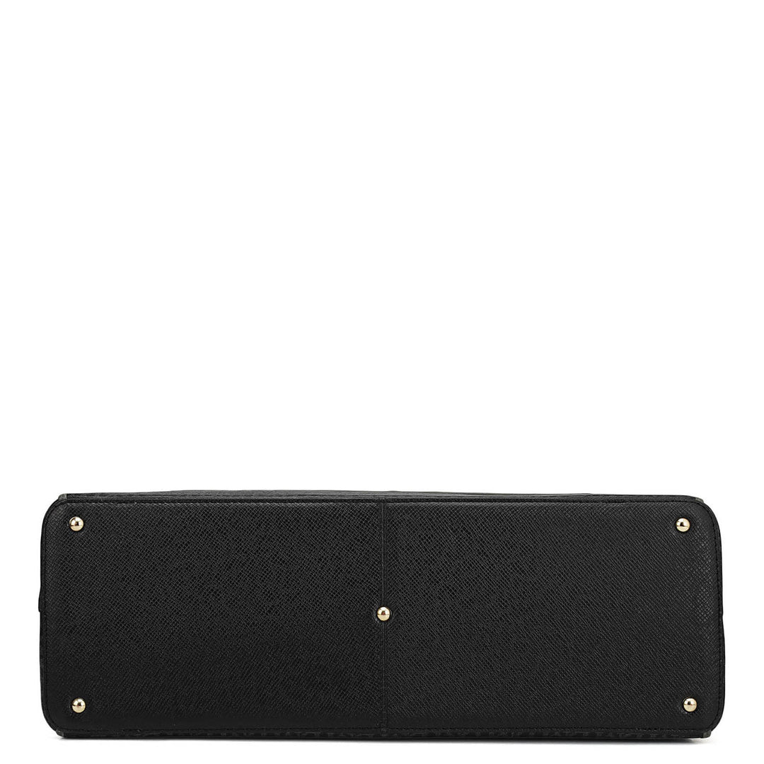 Medium Monogram Leather Book Tote   - Black