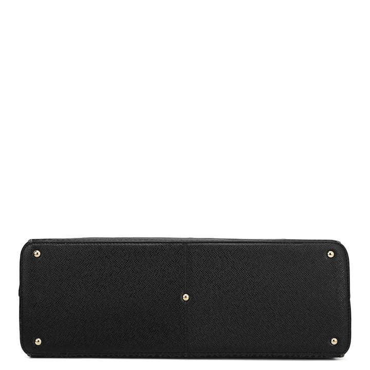 Medium Monogram Leather Book Tote   - Black
