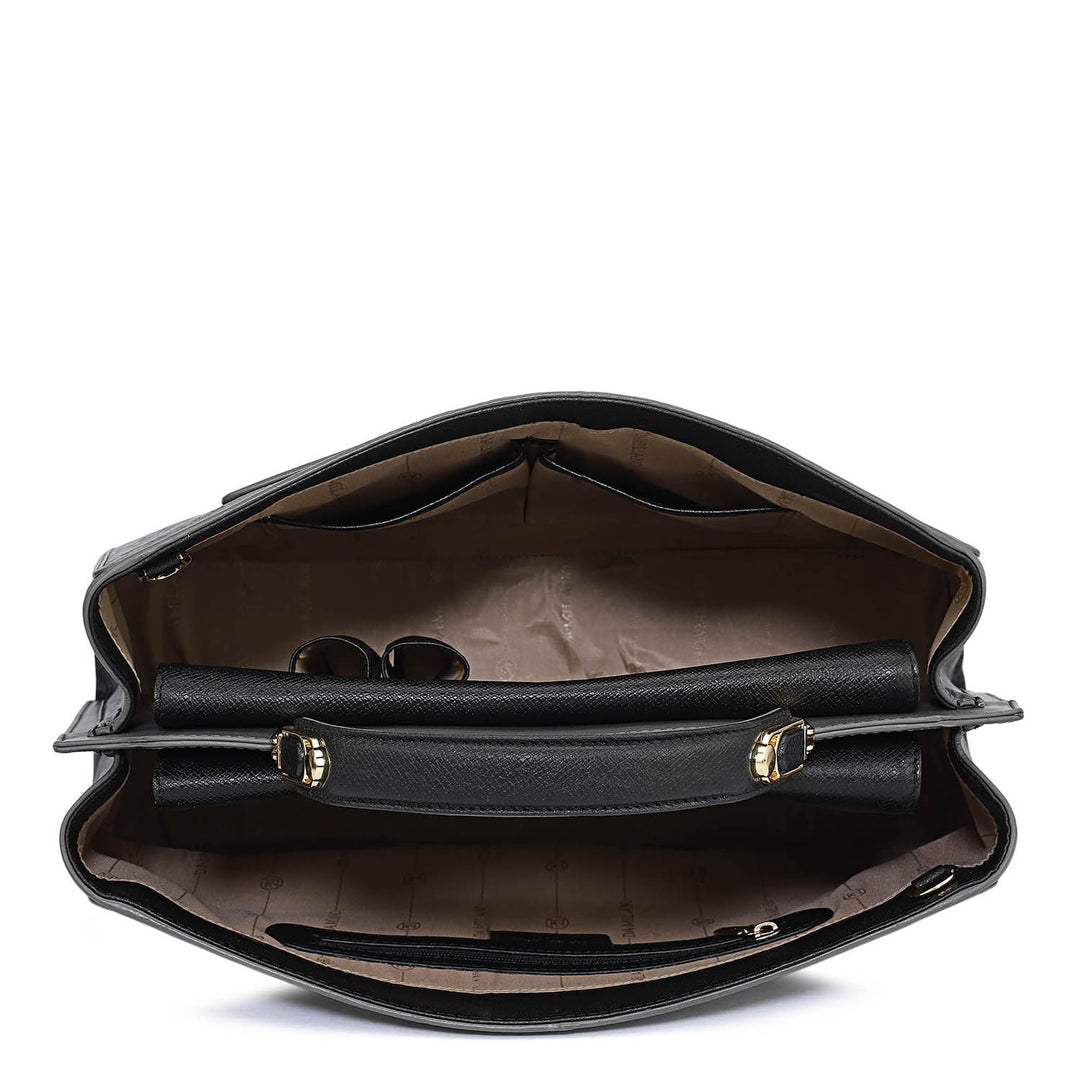 Medium Monogram Leather Book Tote   - Black
