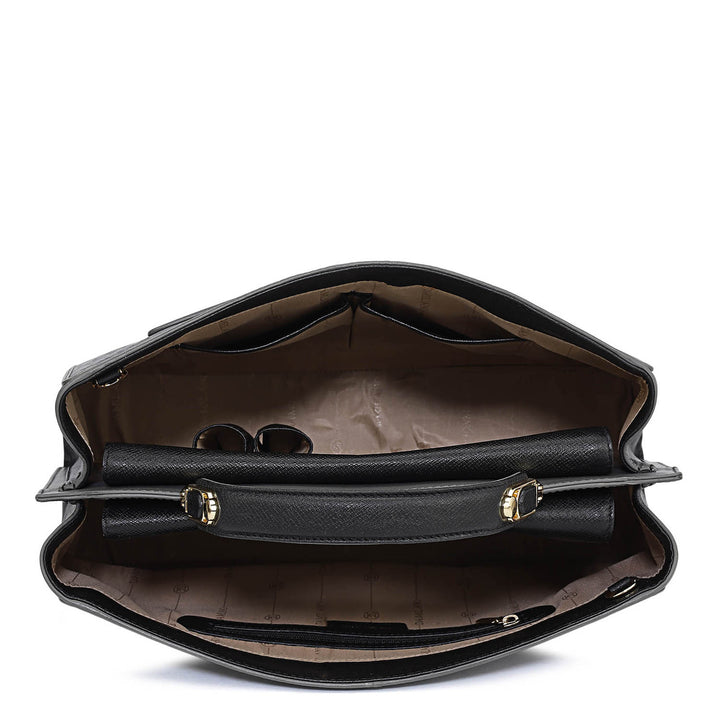 Medium Monogram Leather Book Tote   - Black