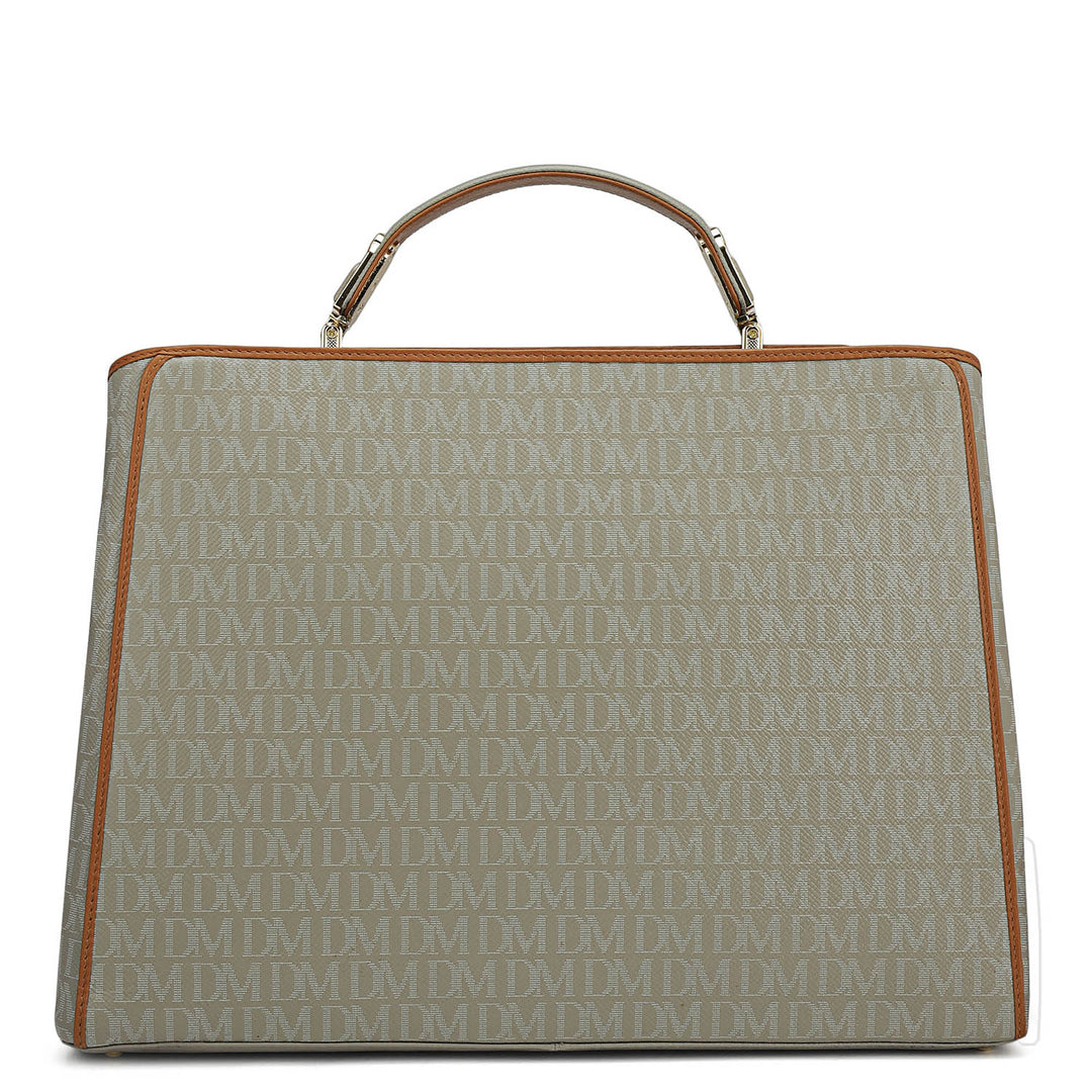 Medium Monogram Leather Book Tote   - Stone Grey