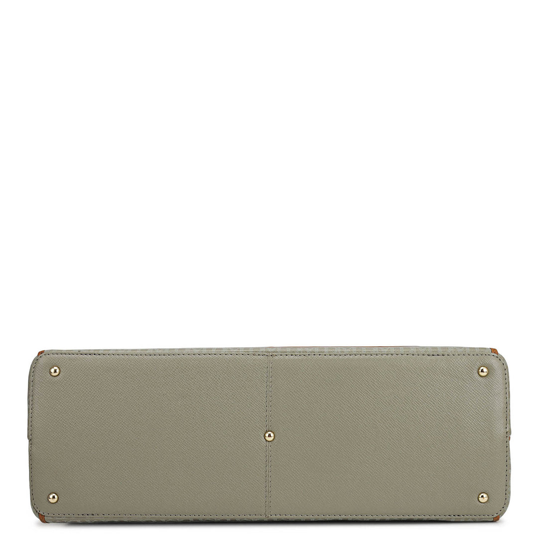 Medium Monogram Leather Book Tote   - Stone Grey