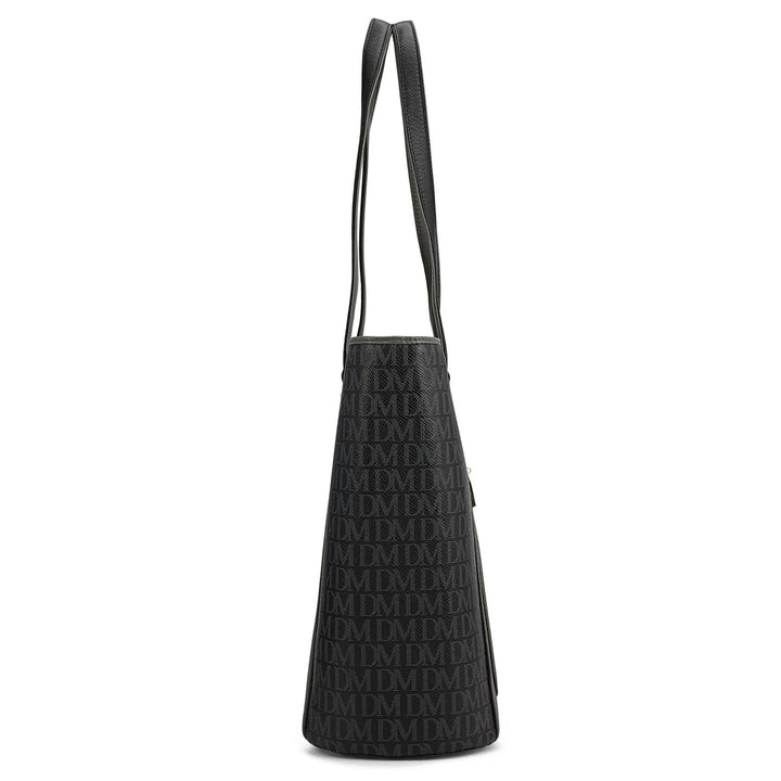 Large Monogram Leather Tote - Black