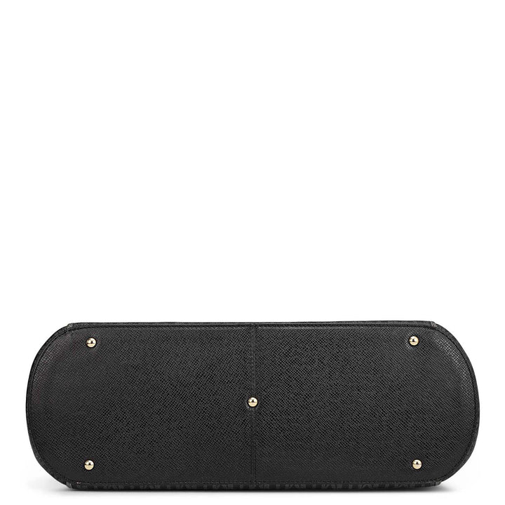 Large Monogram Leather Tote - Black