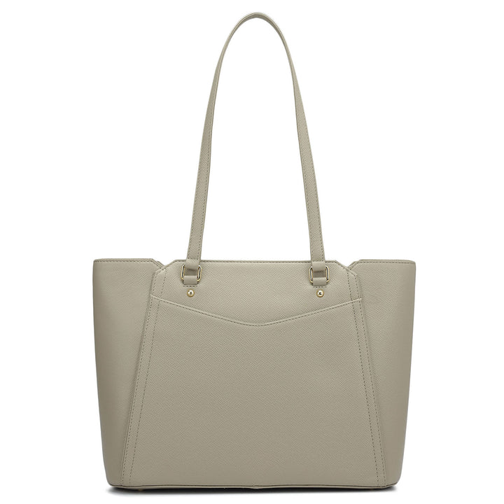 Small Franzy Leather Tote - Chalk