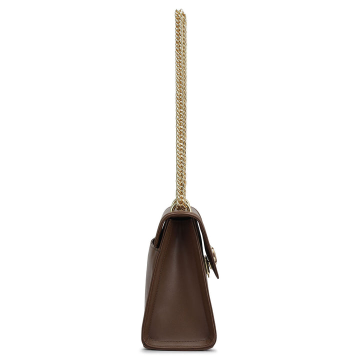 Small Plain Leather Shoulder Bag - Date