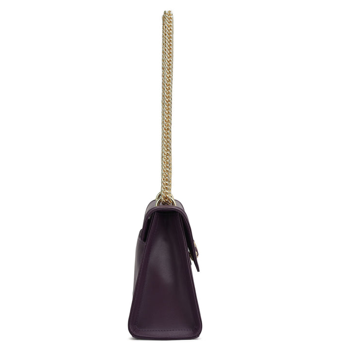 Small Plain Leather Shoulder Bag - Grapevine