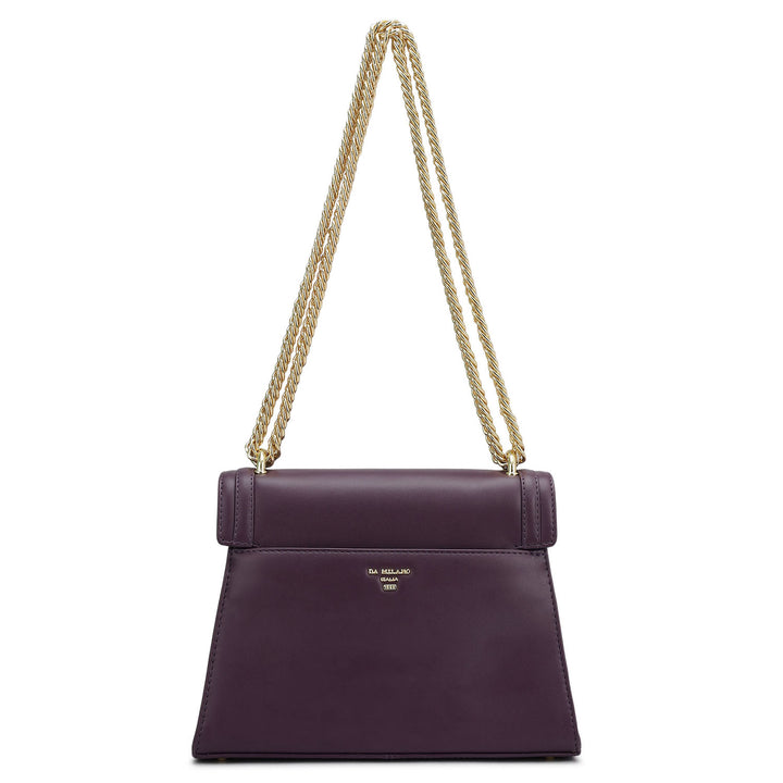 Small Plain Leather Shoulder Bag - Grapevine