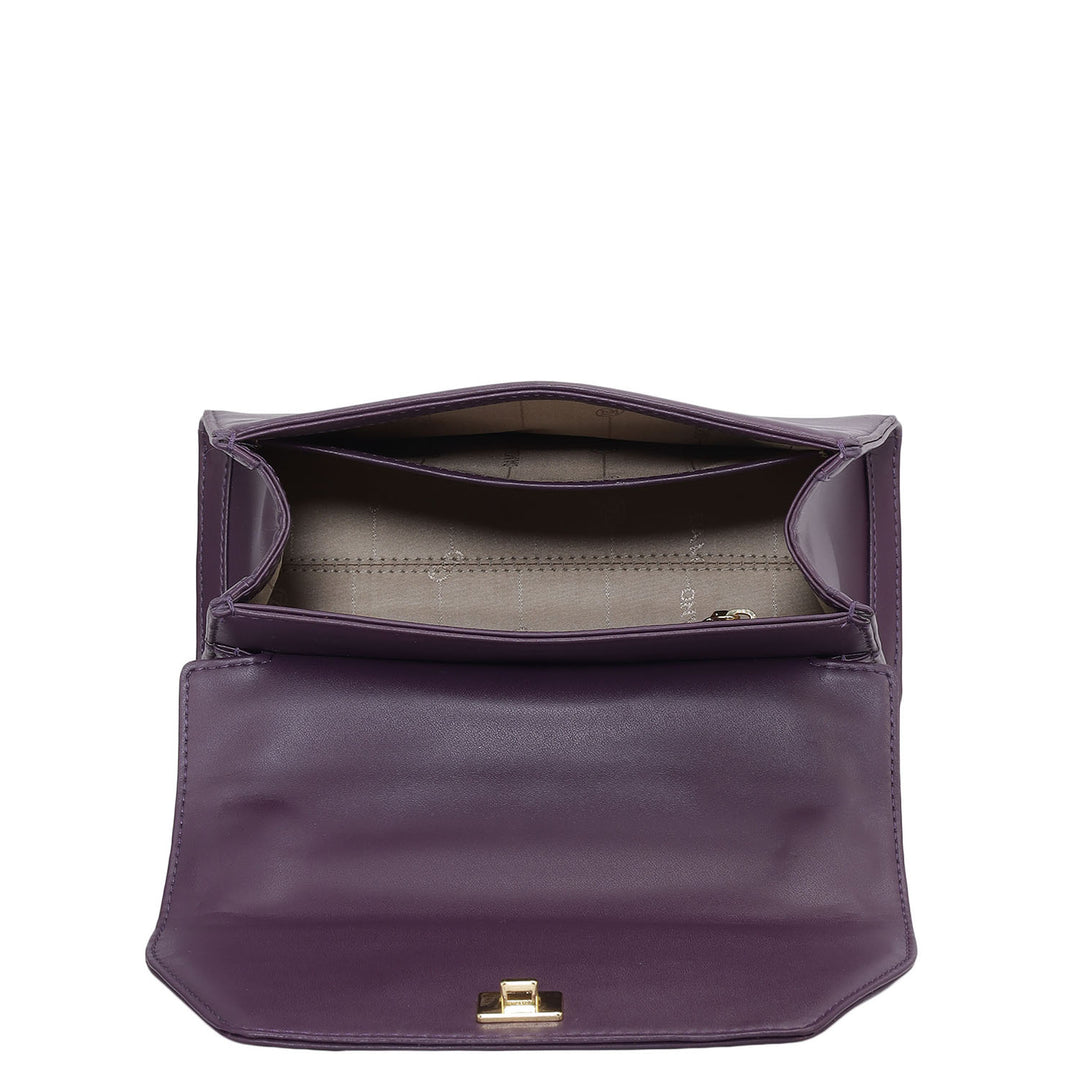 Small Plain Leather Shoulder Bag - Grapevine