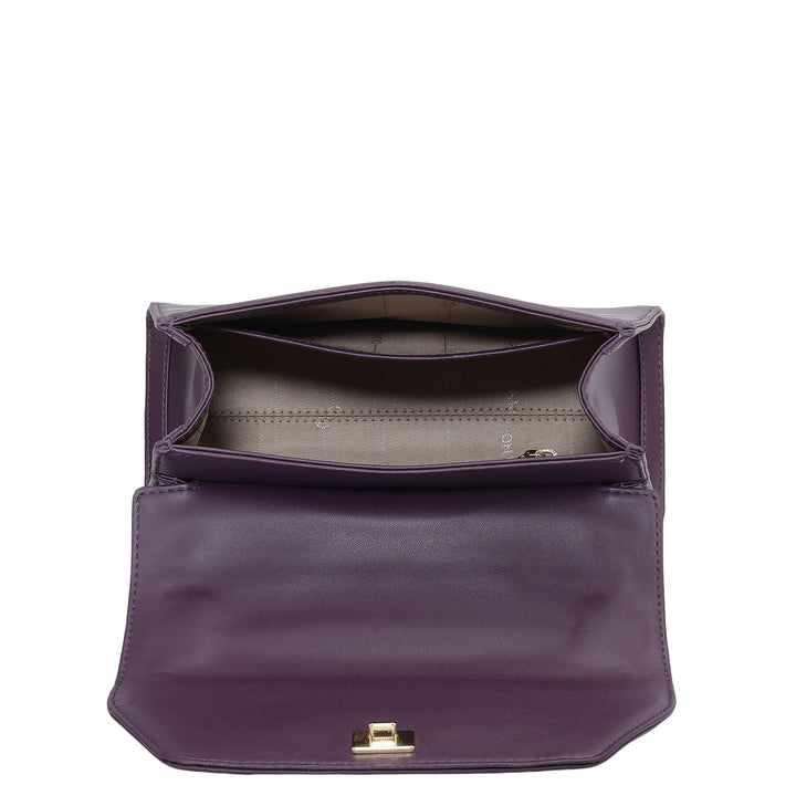 Small Plain Leather Shoulder Bag - Grapevine