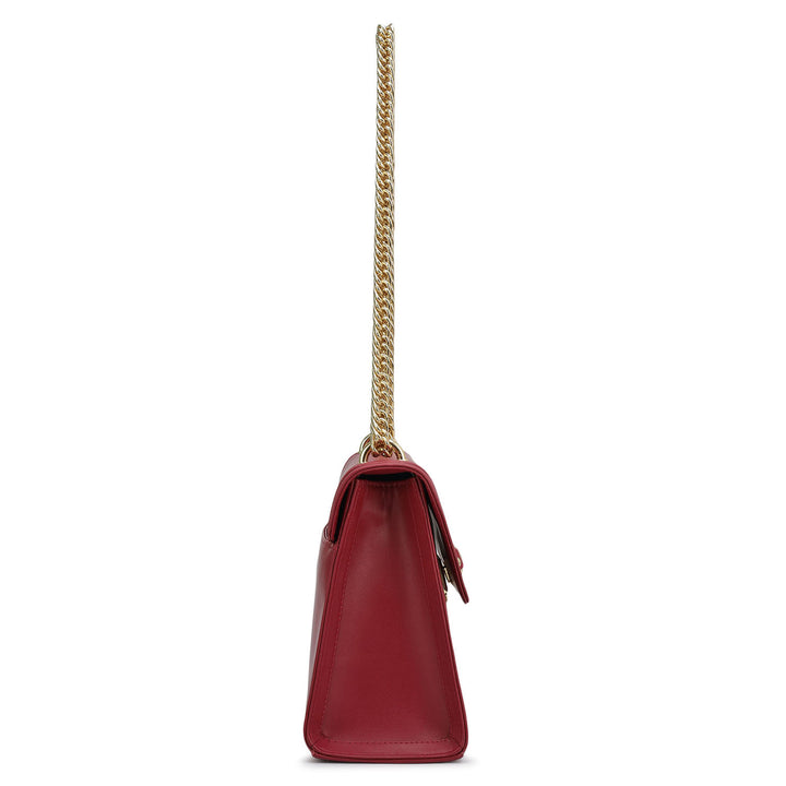 Small Plain Leather Shoulder Bag - Plumberry
