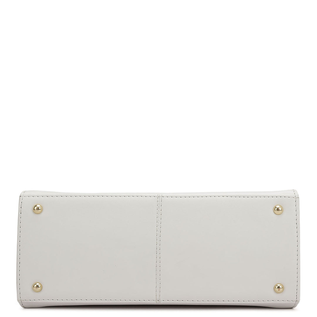 Small Plain Leather Shoulder Bag - Snow