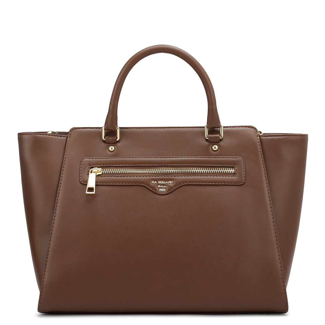 Medium Plain Leather Satchel - Date