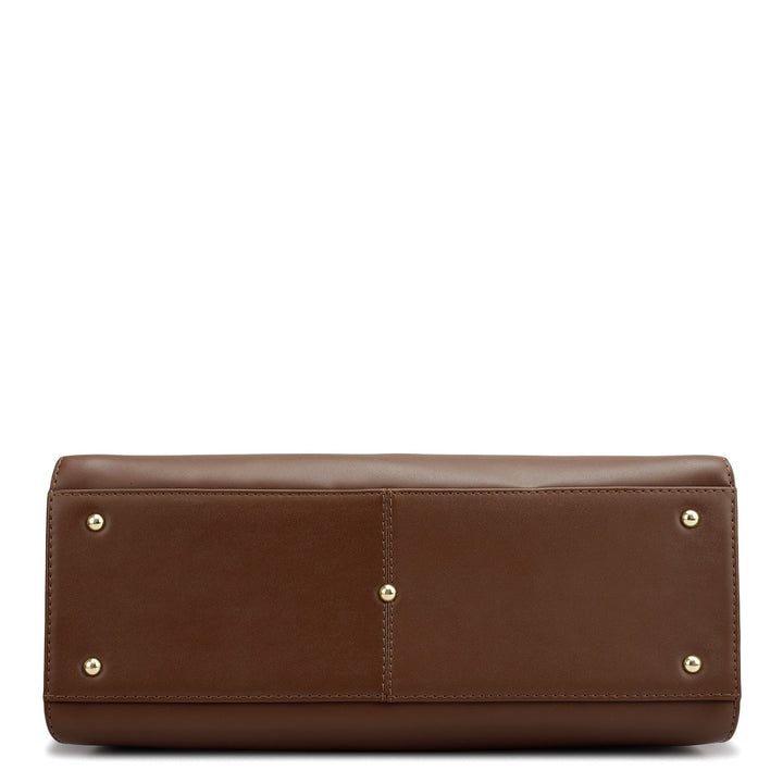 Medium Plain Leather Satchel - Date