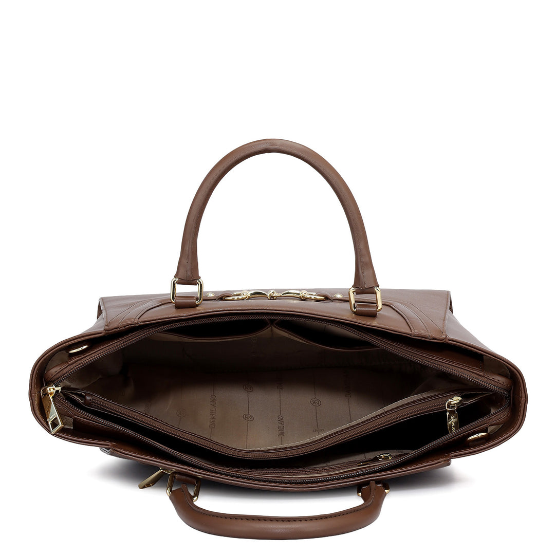 Medium Plain Leather Satchel - Date