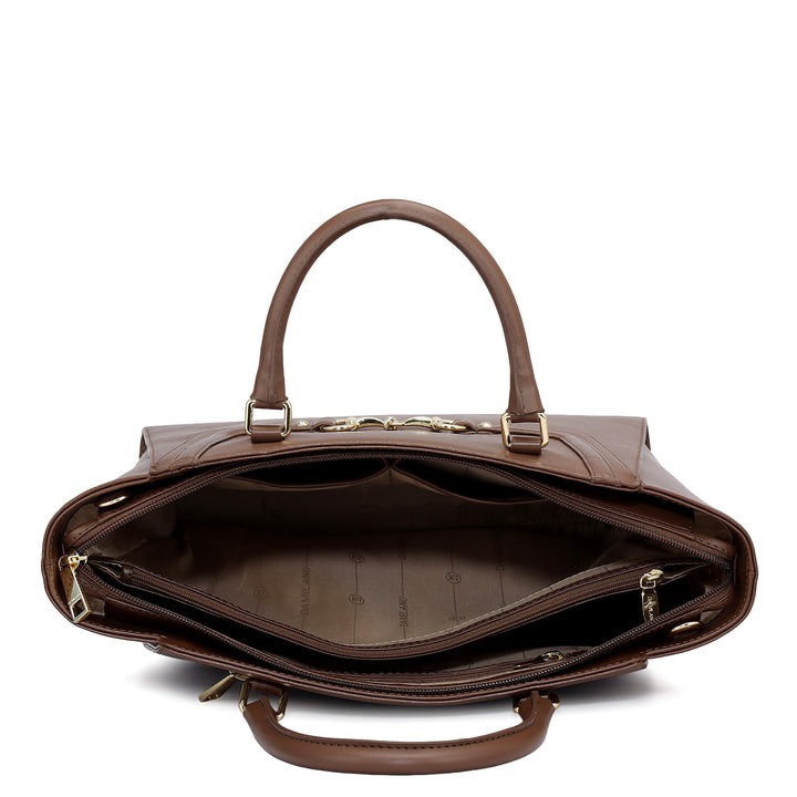 Medium Plain Leather Satchel - Date