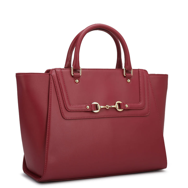 Medium Plain Leather Satchel - Plumberry