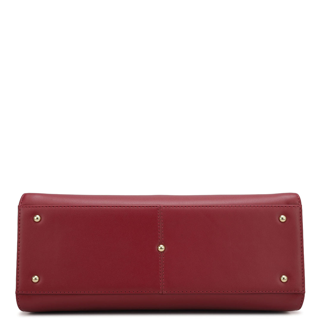 Medium Plain Leather Satchel - Plumberry