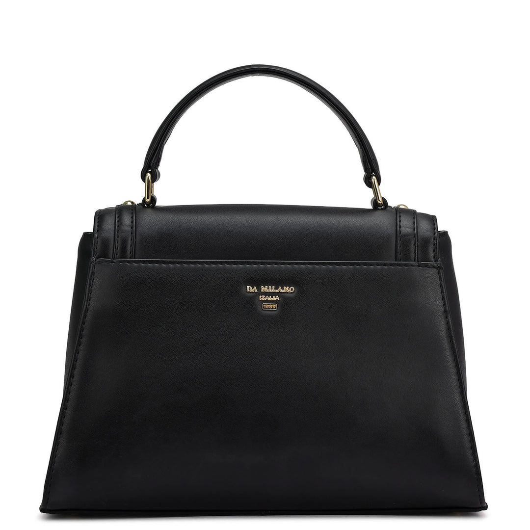 Small Plain Leather Satchel - Black