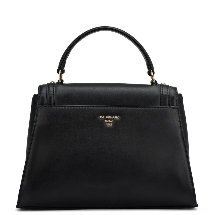 Small Plain Leather Satchel - Black