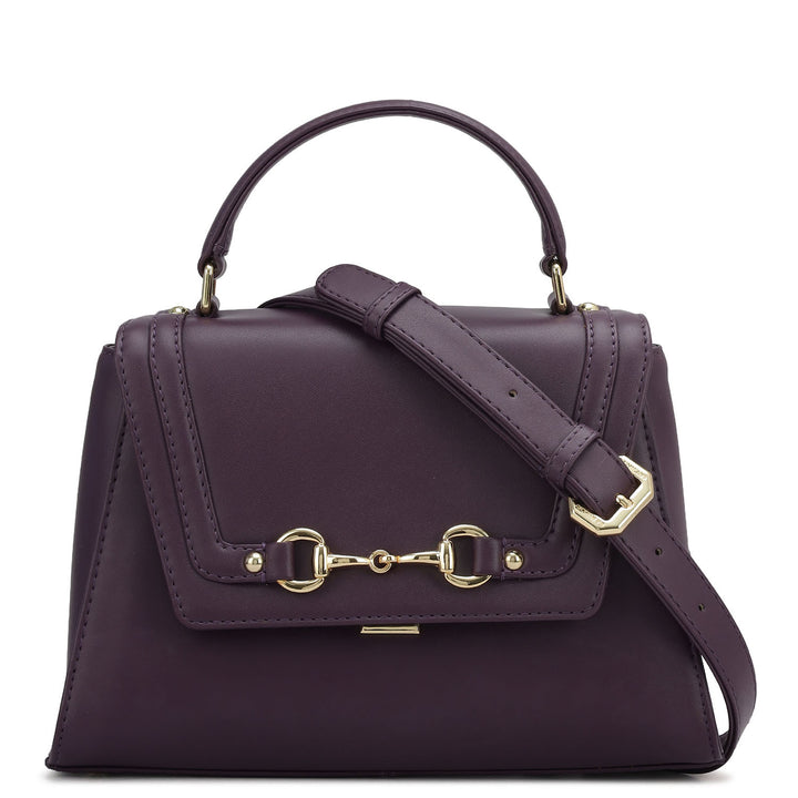 Small Plain Leather Satchel - Grapevine