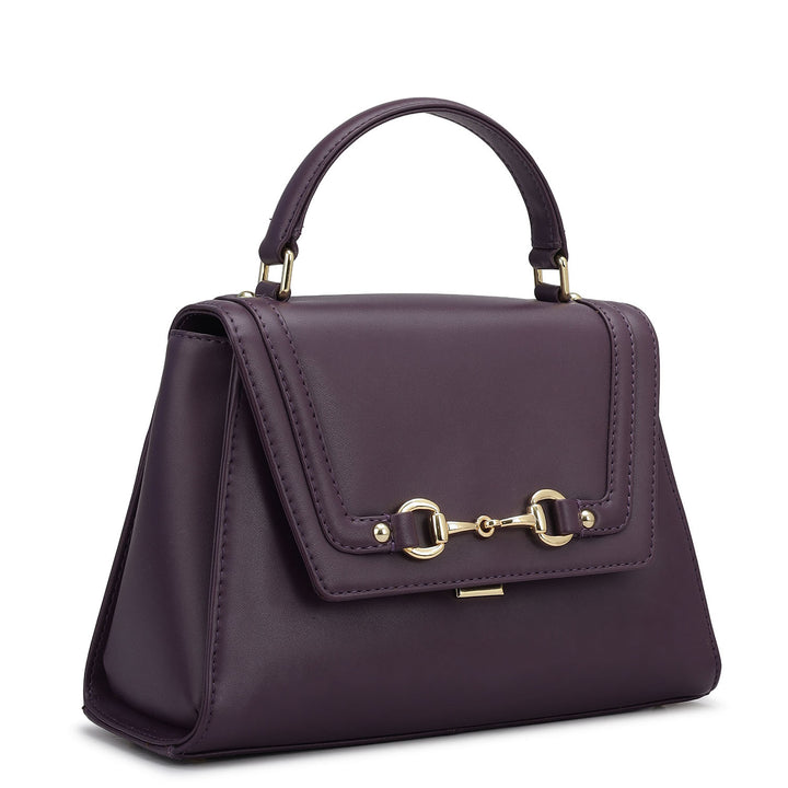 Small Plain Leather Satchel - Grapevine