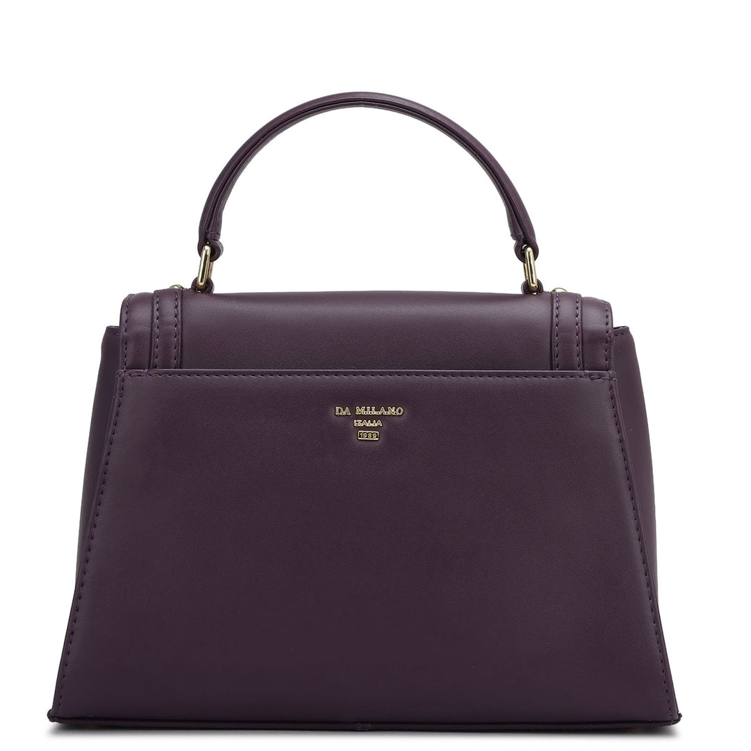 Small Plain Leather Satchel - Grapevine