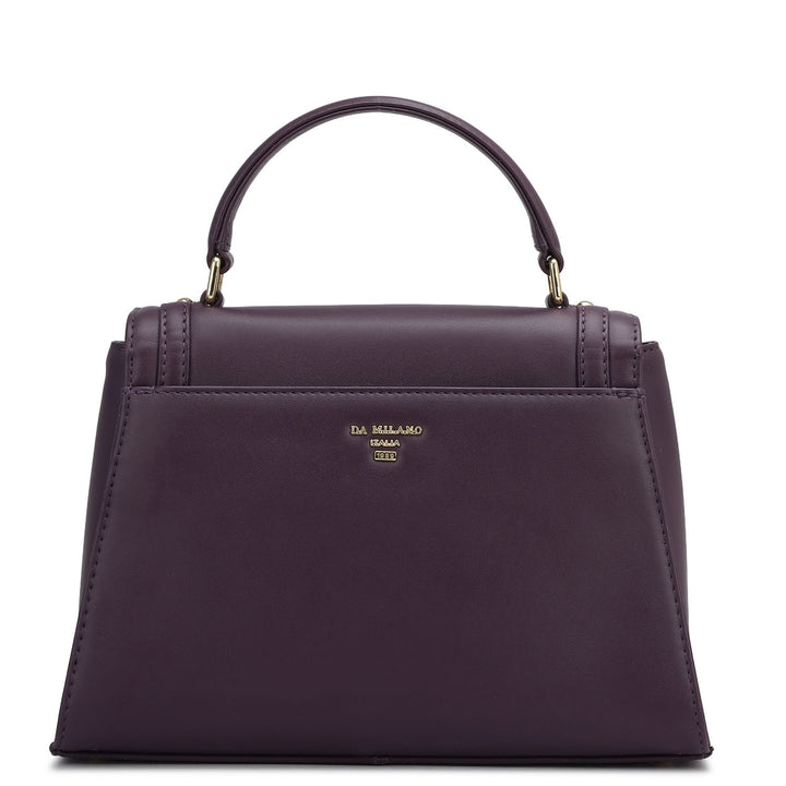 Small Plain Leather Satchel - Grapevine