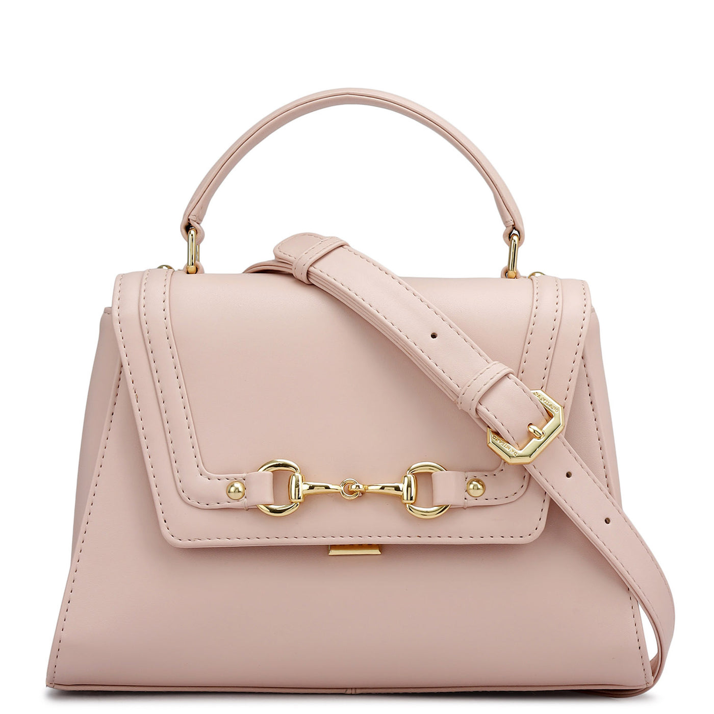 Small Plain Leather Satchel - Pink
