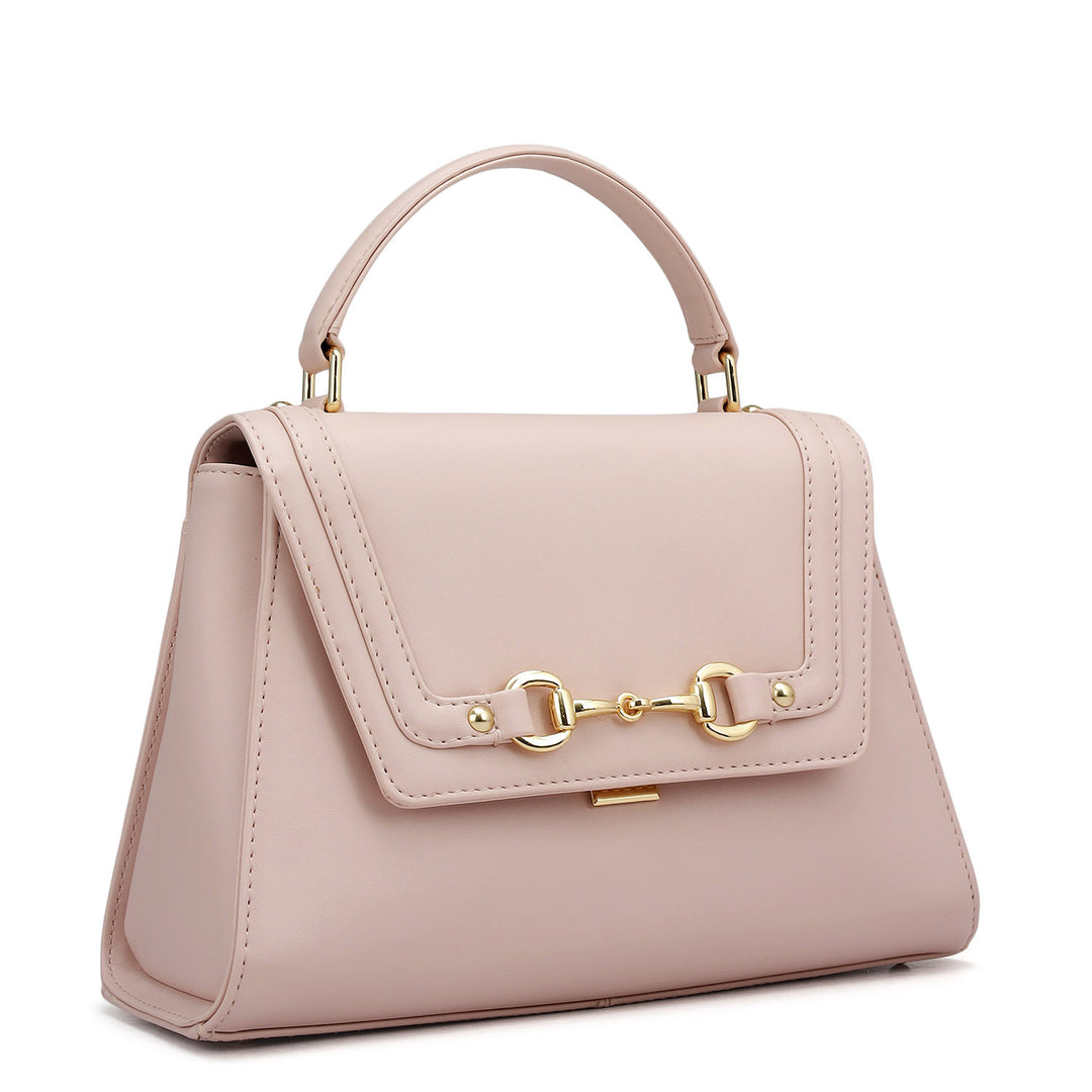 Small Plain Leather Satchel - Pink