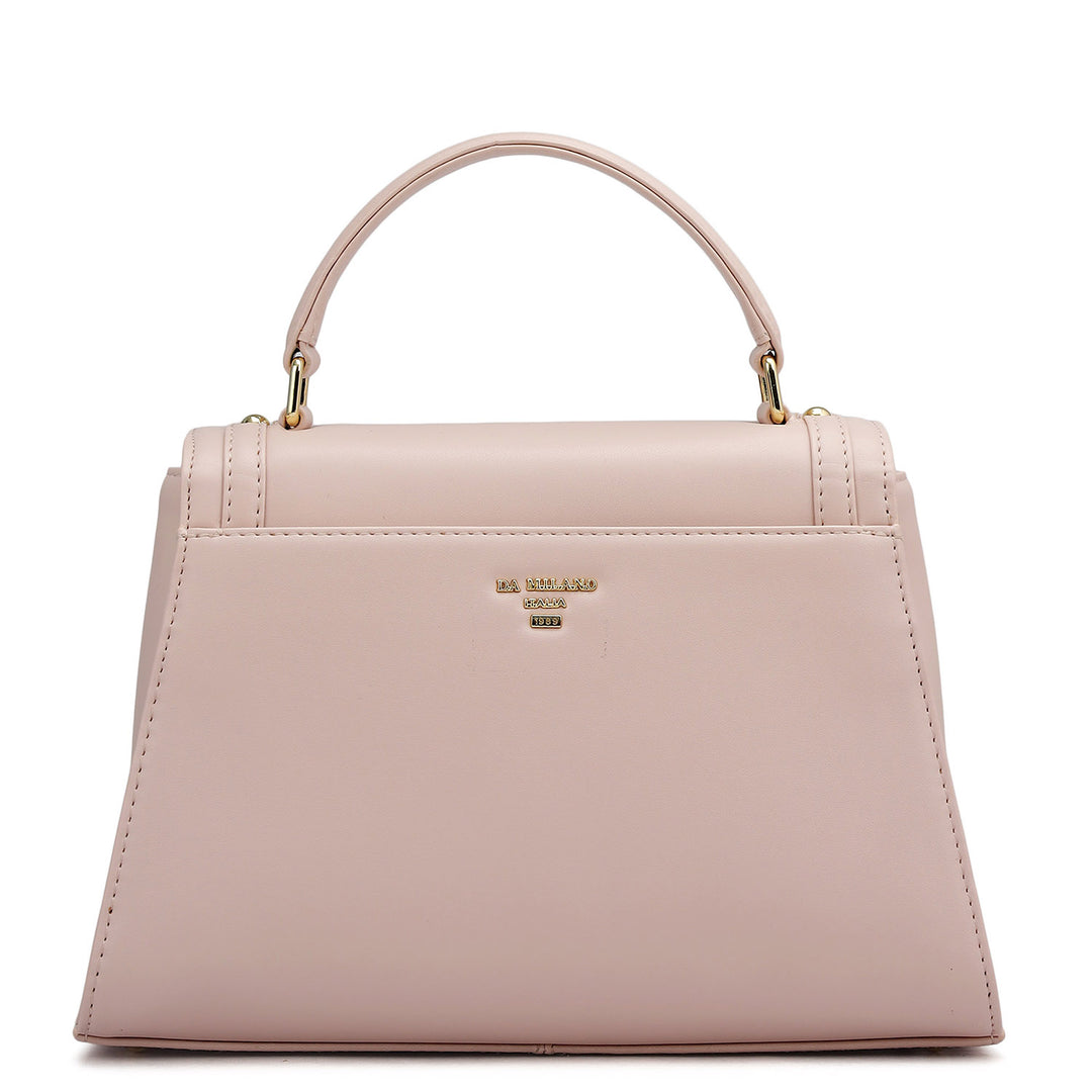 Small Plain Leather Satchel - Pink