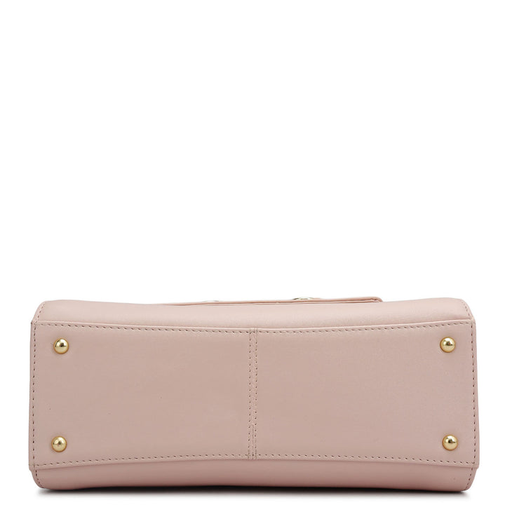 Small Plain Leather Satchel - Pink