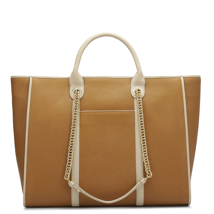 Large  Wax Leather Satchel - Caramel