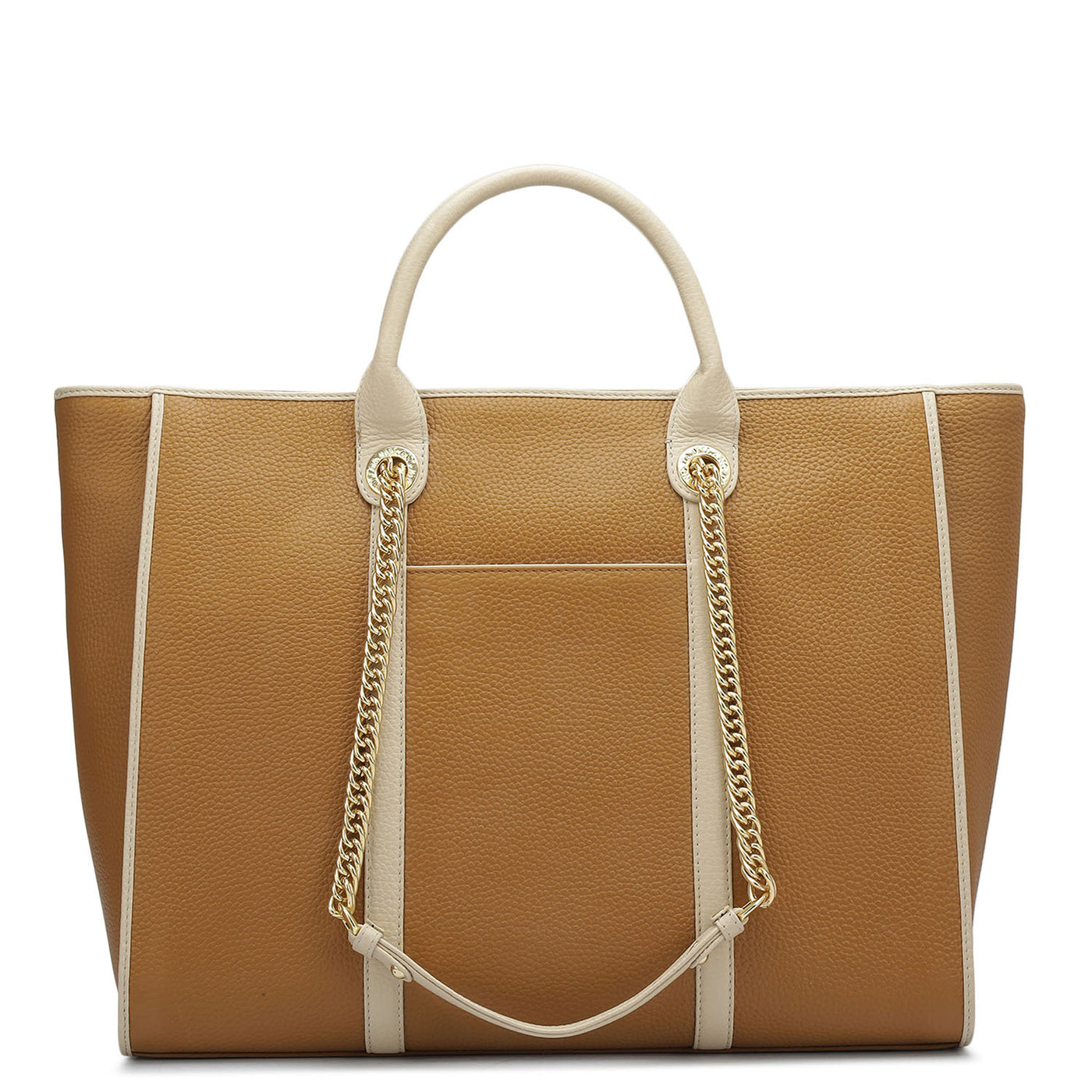 Large  Wax Leather Satchel - Caramel