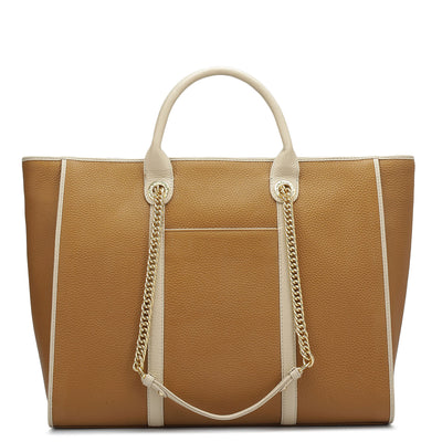 Large  Wax Leather Satchel - Caramel