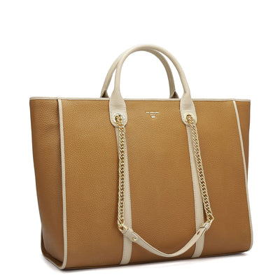 Large  Wax Leather Satchel - Caramel