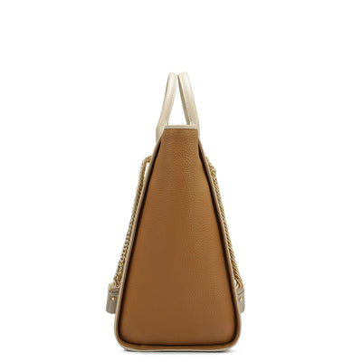Large  Wax Leather Satchel - Caramel