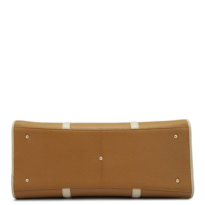 Large  Wax Leather Satchel - Caramel