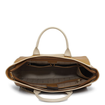 Large  Wax Leather Satchel - Caramel