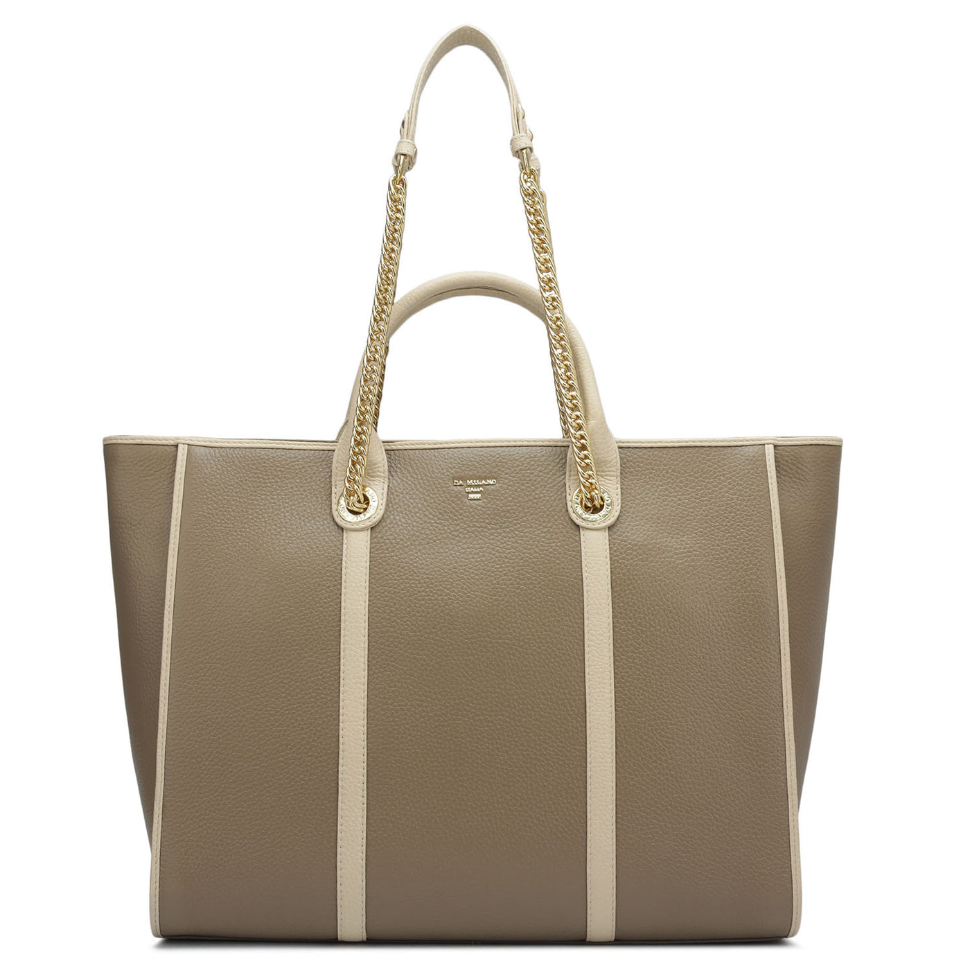 Large Wax Leather Satchel - Greyish Taupe