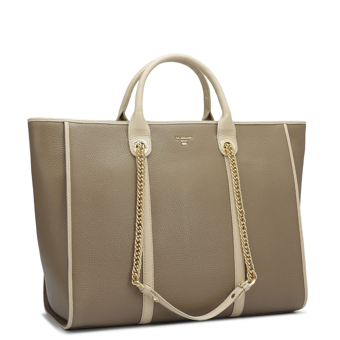 Large Wax Leather Satchel - Greyish Taupe